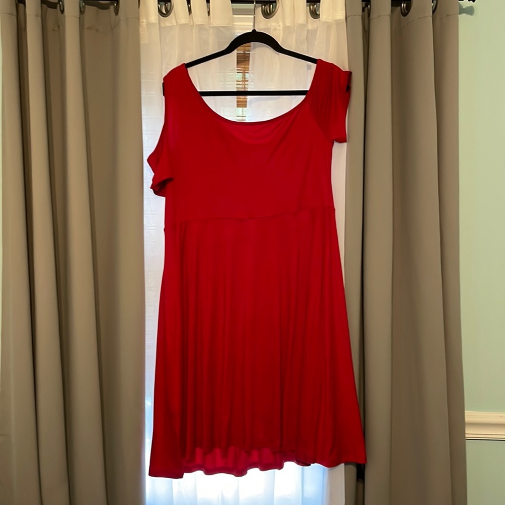 Plus Asymmetrical Neck Cut Out A- line Dress